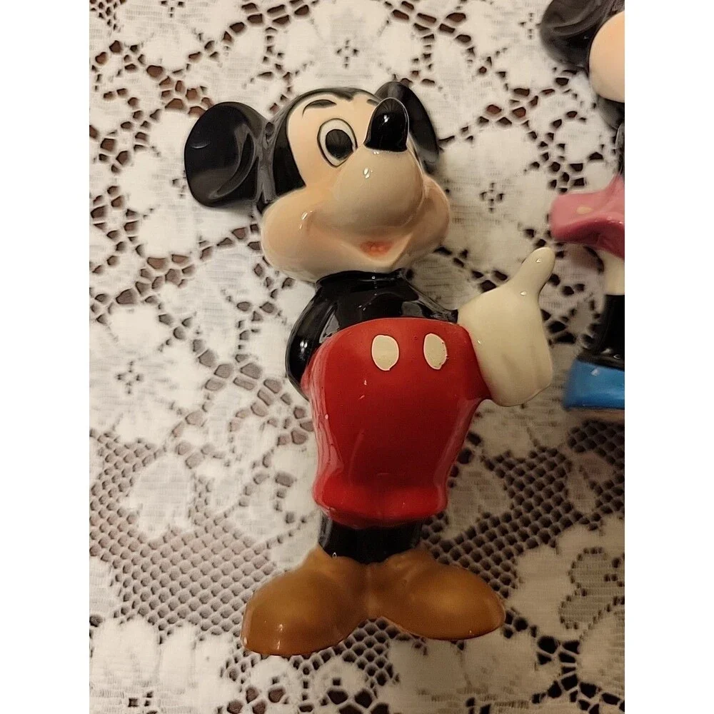 Vintage Disney Japan Mickey & Minnie Ceramic Figurines~6 Inch